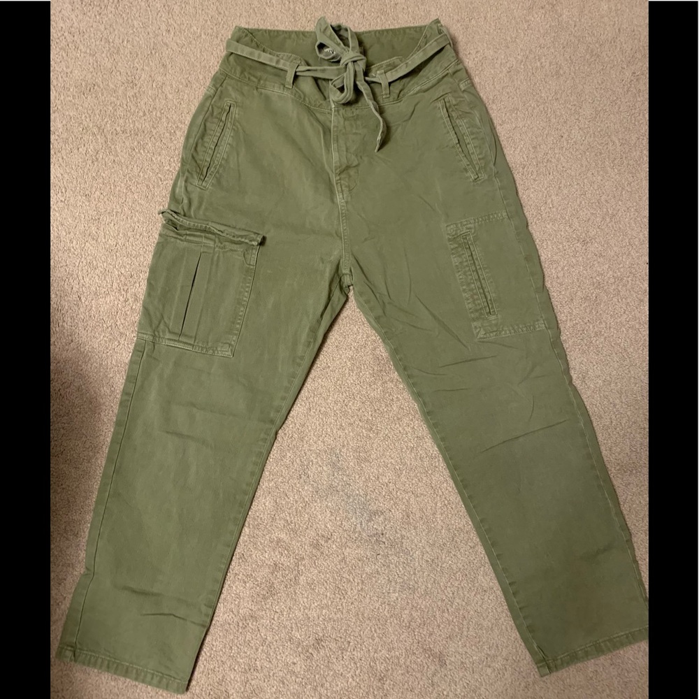 Zara light khaki tie waist jeans - Picture 2 of 5